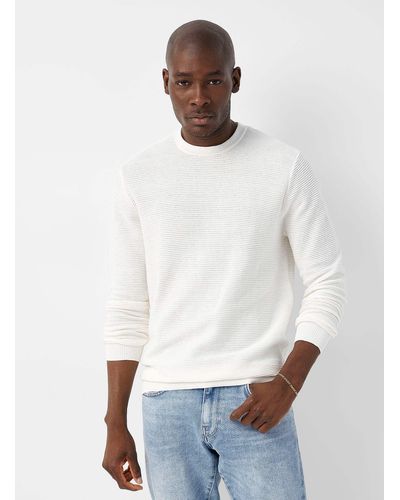 Le 31 Ottoman Stripe Sweater - White