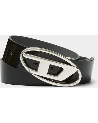 DIESEL Metallic Logo Reversible Belt - Black