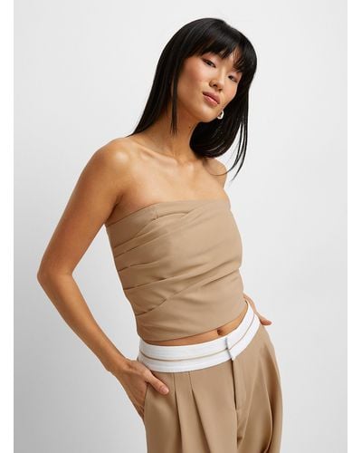 Icône Structured Crepe Draped Bustier - Brown