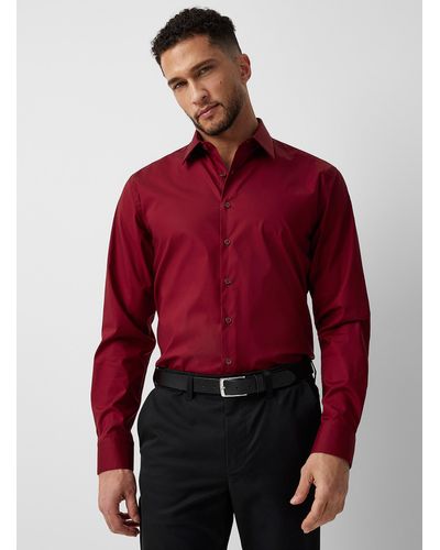 Le 31 Stretch Monochrome Shirt Modern Fit - Red
