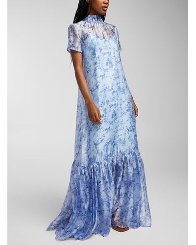 STAUD Calluna Floral Layered Dress - Blue