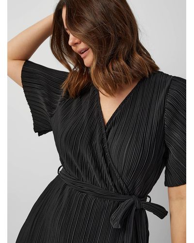 Y.A.S Satiny Pleating Wraparound Dress - Black