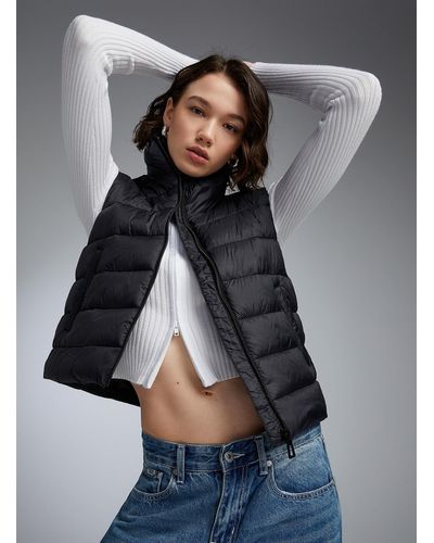 ONLY Cropped Quilted Sleeveless Jacket - Grey