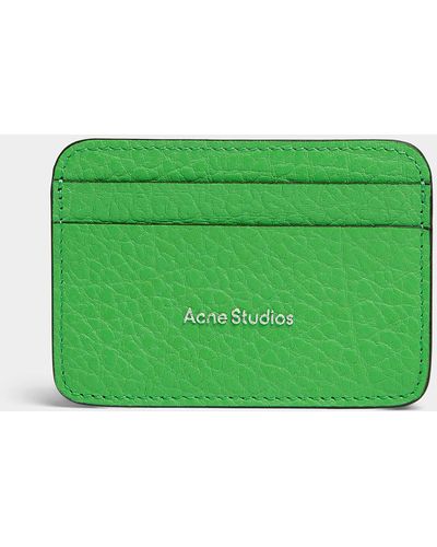 Acne Studios Embossed Signature Grained Leather Card Case - Green