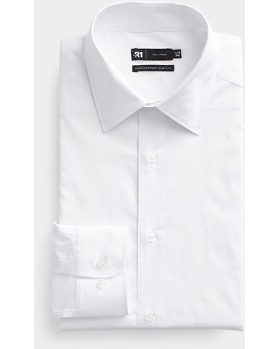 Le 31 Solid Stretch Cotton Shirt Athletic Fit - White