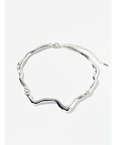Pilgrim Curved Rigid Necklace - White