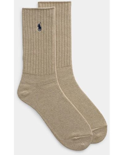 Polo Ralph Lauren Signature Solid Ribbed Socks - Natural