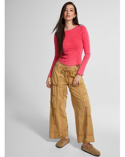 Free People One Step Ahead Parachute Cargo Pant - Red