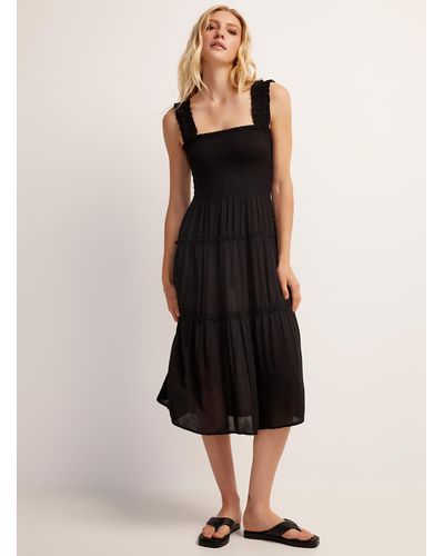 Vero Moda Smocked Bust Tiered Dress - Black