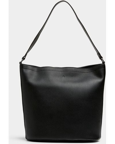 Ela Mia Pebbled Bucket Bag - Black