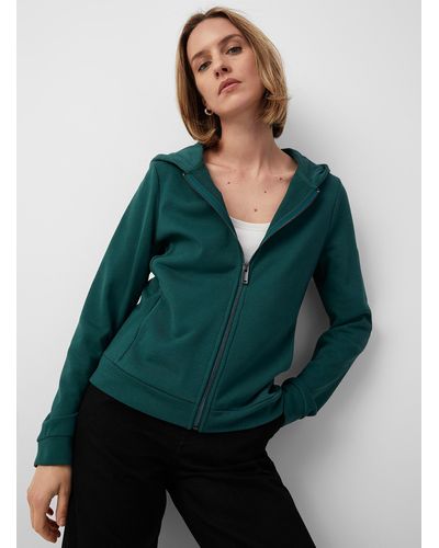 Contemporaine Zippered Hooded Sweatshirt - Green