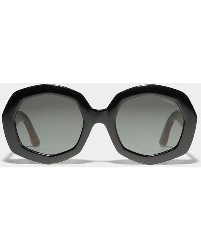 Komono Amy Geo Round Sunglasses - Black