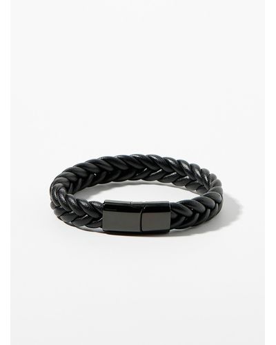 Le 31 Thick Braided Leather Bracelet - Black