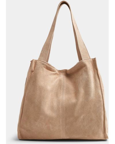 Le 31 Beige Suede Tote - Natural