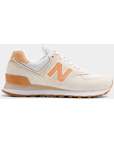 New Balance Ivory And Peach 574 Sneaker Women - Natural