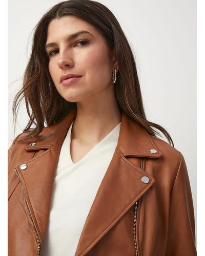 Contemporaine Brown Leather Biker Jacket