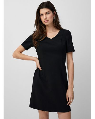 Contemporaine Zippered Back Stretch Dress - Black