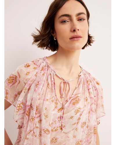 Vanessa Bruno Cantin Pink Garden Draped Voile Blouse - Brown