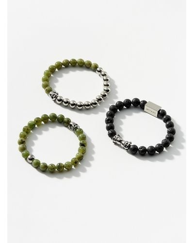 Matt & Nat Buddha Jade Stone Bracelets Set Of 3 - Metallic