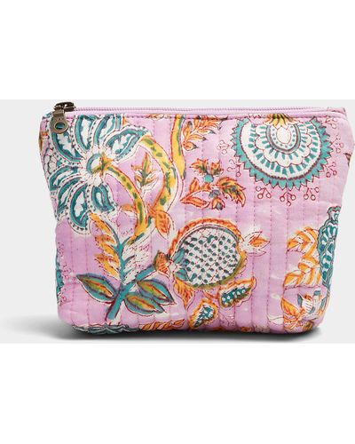 Simon's Printed Quilted Cosmetics Pouch - Pink