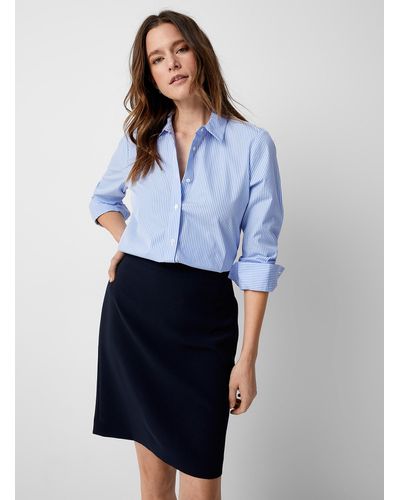 Contemporaine Suiting Crepe Straight Skirt - Blue