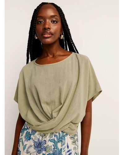 Icône Touch Of Linen Crossover Blouse - Green