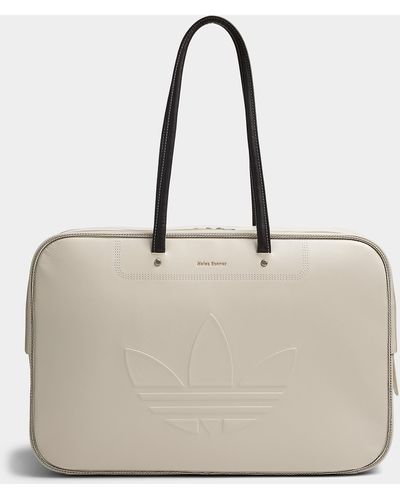 adidas Embossed Logo Leather Weekender Bag - Natural