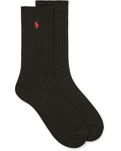 Polo Ralph Lauren Signature Solid Ribbed Socks - Black