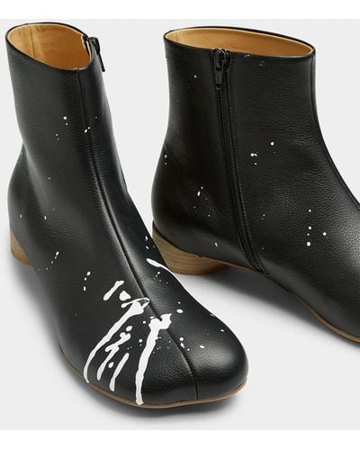 MM6 by Maison Martin Margiela Paint Splash Anatomic Ankle Boots Men - Black