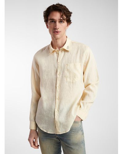 DIESEL S-emil Embroidered Collar Linen Shirt (men, White, Large) - Natural