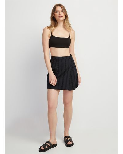 Icône Broderie Anglaise Wraparound Miniskirt - Black