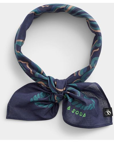 Scotch & Soda Abstract Foliage Bandana Scarf - Blue