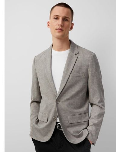 Only & Sons Taupe Check Knit Jacket Slim Fit - Grey