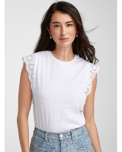 Icône Broderie Anglaise Accent T - White