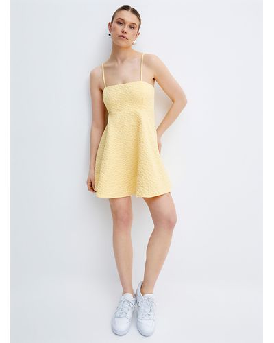 Icône Muted Yellow Textured Dress - Natural