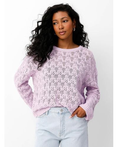 B.Young Openwork Lilac Pattern Sweater - Multicolor