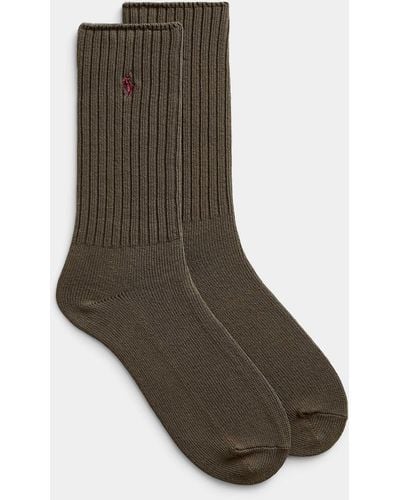 Polo Ralph Lauren Signature Solid Ribbed Socks - Brown