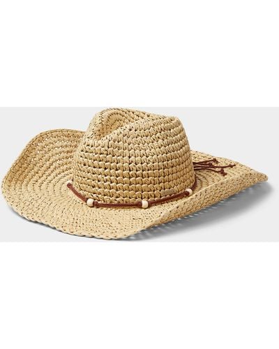 Roxy Beaded Straw Cowboy Hat - Natural