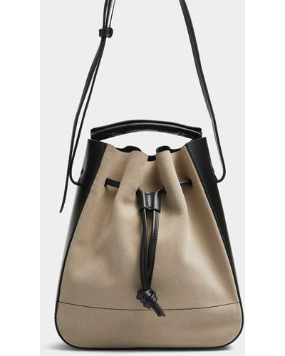 Flattered Bo Leather And Suede Bucket Bag - Black