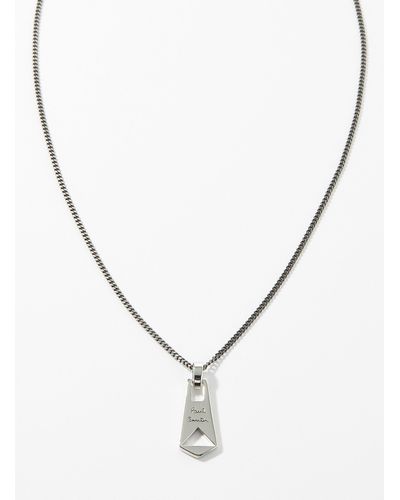 Paul Smith Zip Silver Pendant Necklace - Metallic
