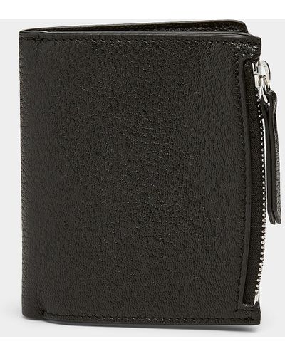 Maison Margiela Topstitched Details Folded Leather Wallet - Black