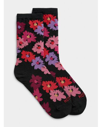Hot Sox Abstract Floral Sock - Red