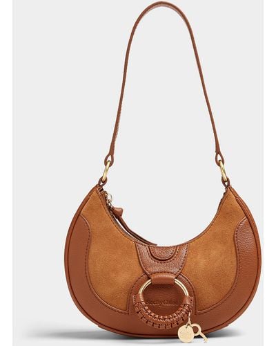 See By Chloé Hana Half Moon Leather And Suede Hobo Bag - White