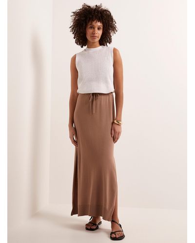 Splendid Flowy Slit Knit Skirt - Natural