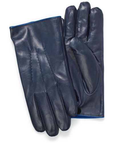 Le 31 Contrast Trim Leather Gloves - Blue