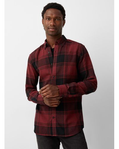 Only & Sons Urban Check Flannel Shirt Slim Fit - Red