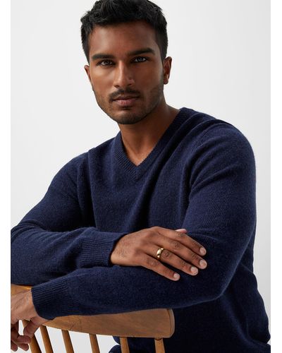 Le 31 V-neck Sweater Recycled Lambswool (men, Blue, Large)