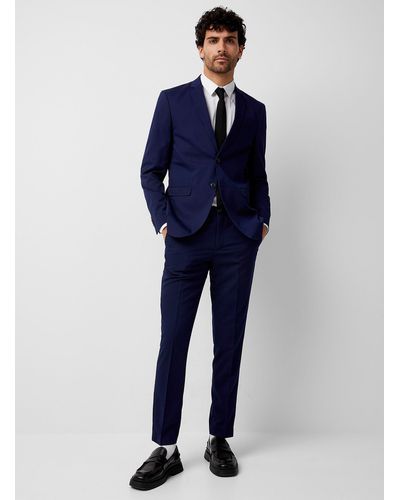 Jack & Jones Solid Structured Twill Suit Slim Fit - Blue