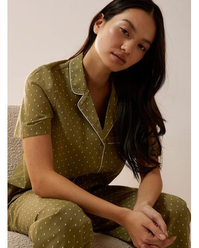Miiyu Mini Pattern Organic Cotton Pyjama Set - Brown