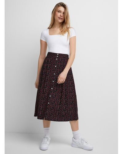 Icône Buttoned Flowy Skirt - White